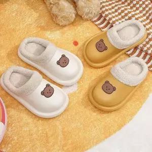 겨울 사무실 실내화 곰돌이 방한 털신 방수 슬리퍼