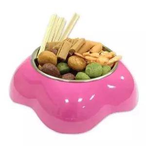 강아지 플라워 보울 핑크 M 1P 반려견 스텐 급식기-WD4D7FE