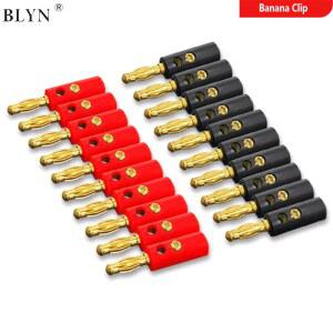 20PCS 바나나 플러그 커넥터 스피커 와이어 케이블 나사 오디오 솔더 프리 4mm 금도금 어댑터