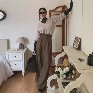 여자 핀턱 하이웨스트 와이드 슬랙스(벨트 SET)