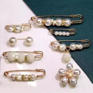 부토니에 다용도 8종 진주 옷핀 스타일 패션 브로치 1+7 세트