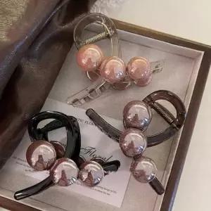 진주집게핀 우아한 구슬 집게핀 반묶음 머리핀 헤어