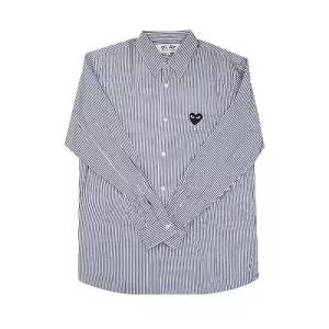 플레이 꼼데가르송 스트라이프 블랙 하트 셔츠 블루 AX B018 051 AZ B018 BLUE