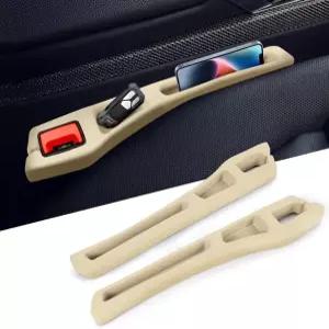 호봄 2PCS 카시트 갭 충전기 정리함 키폰 카드용 다목적 자동차 시트 저장 오토시트 틈새 충전기가 물건 낙하를 방지함 액세서리(베이지) Black