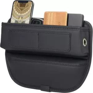 충전 구멍이 있는 카시트 갭 필러 정리함 자동차 트럭 SUV 프리미엄 PU 가죽 인테리어 액세서리 휴대폰 열쇠 및 소품용 콘솔 블랙 Brown