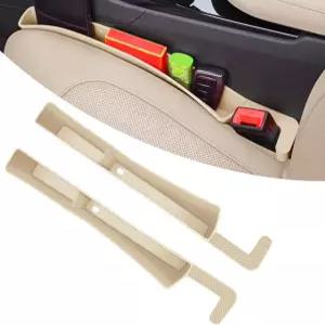 쿠슬CD 2PCS 카시트 갭 필러 2개의 수납 공간이 있는 낙하 방지 차량 콘솔 틈새 차단기 시 시트 사이드 솔기 정리 플러그 범용 자동차 실내 액세서리(베이지) Beige