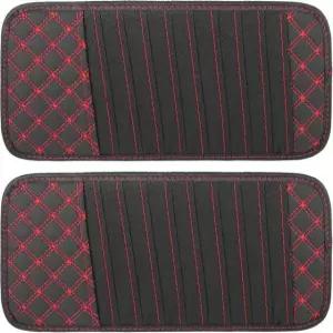 X AUTOHAUX 2pcs 자동차 CD 바이저 보관 케이스 차량용 선 정리함 10개 DVD 슬리브 블랙 레드 라인 포함 Red