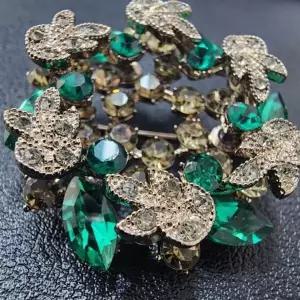 [하프클럽/]그린 패션 여성 코사지 브로치 큐빅 보석 꽃 브랏지