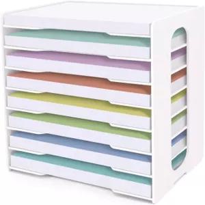 SONGWAY 책상용 대형 파일 정리함 - 8단계 합법 크기의 종이 보관 홀더 분류기 편지함 트레이 홈 오피스