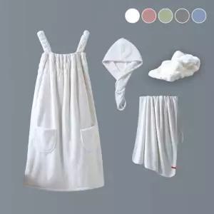 스커트 샤워가운 터번 4종세트 ELS-093여자 타올 사우나 극세사 수건 원피스 목욕 용품 골프