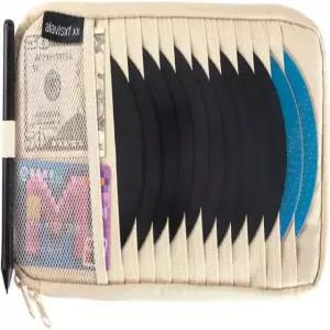 알라비스프 xx 자동차 CD 홀더 DVD 차량용 바이저 보관 정리함 12 슬리브가 있는 대용량 케이스 메쉬 포켓 1개 펜 뒷면 내부 1개(아프리콧) Apricot