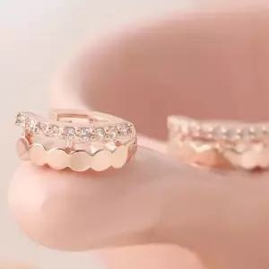 여성귀걸이 골드필드 핀 큐빅 더블 라인 원터치링 귀걸이 14K