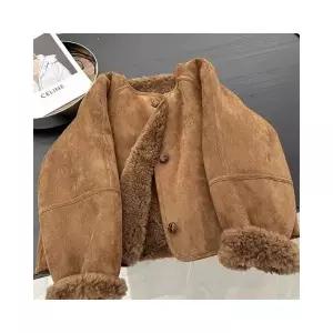 아리엘스타일 스웨이드 크롭 포근양털 카시엘양털무스탕자켓 324703