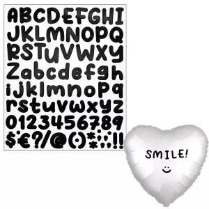 레터링풍선스티커(영문/손글씨체)블랙