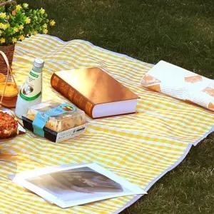 옐로 방수 돗자리 캠핑 해변 체크돗자리매트 휴대용