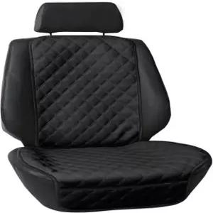 FH 그룹 카시트 쿠션 ？ 앞주머니가 있는 인조 가죽 싱글 프론트 시트 커버 에어백 호환 운전석 또는 조수석 SUV 트럭 세단 및 밴용 유니버설 핏 블랙 Front Set