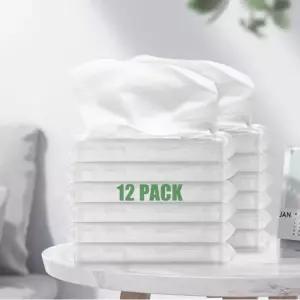 자동차 티슈 페이셜 냅킨 리필 일회용 페이스 타월 여행용 사이즈 팩 지갑 12팩 600장