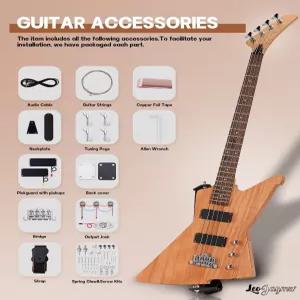 레오 제이엠즈 DIY 일렉트릭 베이스 기타 키트 마호가니 바디 메이플 넥(AX)