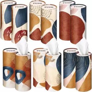 아우투스 12개 보호 자동차 티슈 실린더 홀더 3겹 페이셜 벌크 블랙 화이트 원형 컵 결혼식 생일 파티용 여행 박스 용기 Religious Bow