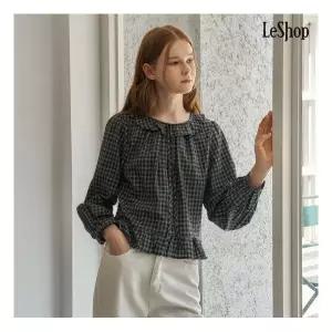 르샵 정상가:79,000원 ㅣ 세일러 카라 체크 프릴 블라우스 DP3BA065A 466257