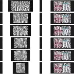 6개의 메쉬 카고 네트 범용 신축성 탄성 Rv 수납 접착 테이프 포함 4가지 크기 트렁크 보트카 주방 캐비닛 옷장 홈용 포켓카