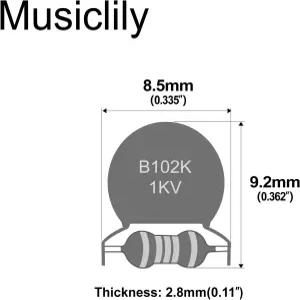 일렉트릭 기타 베이스 .001uF+150K용 세라믹 커패시터 및 정밀 저항기가 있는 Musicly Pro Treble 블리드