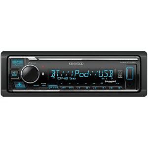 USB 포트, AM/FM 라디오, MP3 플레이어, 멀티 컬러 LCD, 탈착식 페이스가 포함된 KENWOOD KMM-BT332U 블루투스 싱글 DIN 카 스테레오, Amazon Alexa 내장, usXM 튜너와 호환 가능