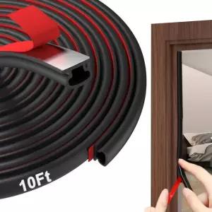 알로포티 웨더 스트리핑 도어 씰 10피트 높이의 자체 접착식 TPE 고무 스트립 바람 소음 먼지를 차단하는 방음 및 단열 스트립(블랙)용 Black D (W×H: 0.35×0.24