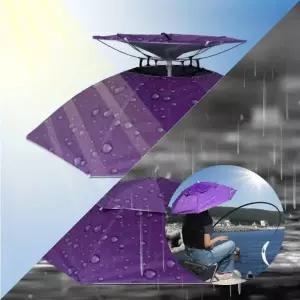 ( )2단 우산모자 중형 퍼플 자외선 낚시 밭일모자