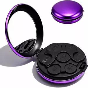 거울이 있는 일본 엔화 동전 정리함 자동차용 7 슬롯 디스펜서 홀더 여행 및 일상용 휴대용 거스름돈 보관함 (보라색)