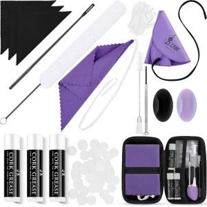 Vesici 40개 플루트 청소 액세서리 모두 케어 면봉 플러그 받침대 쿠션(보라색) 브러시 청소기 청소봉 1개의 유지 키트와 관리 키트