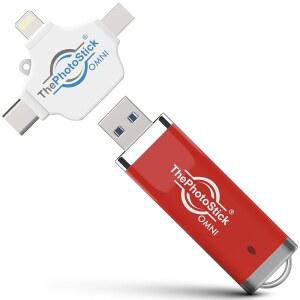 ThePhotoStick 옴니 512GB - 안전한 사진 비디오 백업 전송 | 디지털 파일 정리 스마트폰 태블릿 컴퓨터용 USB 멀티포트 연결 휴대용 메모리 외장 스토리지
