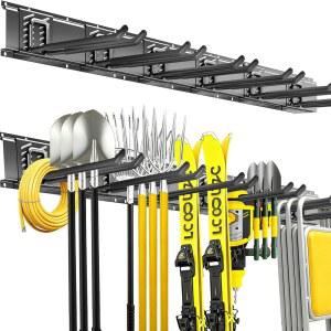 CRXCRC 차고 도구 정리함 벽걸이 48인치 헤비 듀티 정원 보관 시스템 6 조절 가능한 스트레이트 로 쉽게 설치 지하실 창고 작업장 블랙