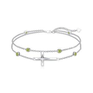 도룬모 크로스 탄생석 팔찌 여성 발찌 925 스털링 실버 생일 주얼리 아내 여자친구 엄마 그녀
