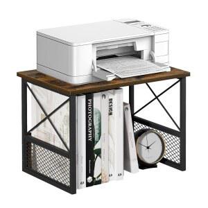 책상용 VYUOL 프린터 스탠드 홈 오피스용 데스크톱 선반 정리함 책상 위와 아래 팩스 복사기 스캐너 러스틱 브라운