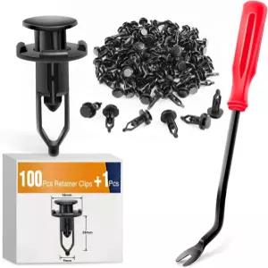 GUACC 100PCS 나일론 푸시형 자동차 클립 리벳 리테이너 펜더 범퍼 패스너 토요타 #5216102020 9mm 1PC 보너스 리무버 100Pcs 7mm Clips +
