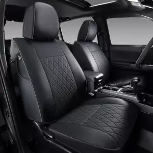 커버라도 타코마 앞좌석 커버 카시트 20052023 토요타 더블 & 크루 캡 커스텀 핏 인조 가죽 시트 커버(블랙) Black Front 2005-2015