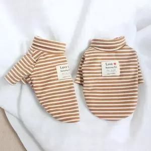 강아지가을옷 강아지옷 스트라이프 터틀넥 티셔츠