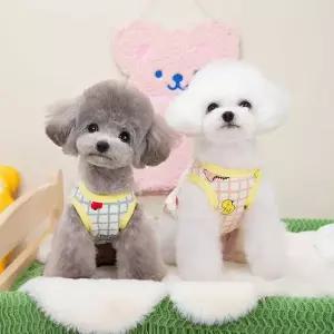 체크 강아지산책복 강아지 캐릭터 나시