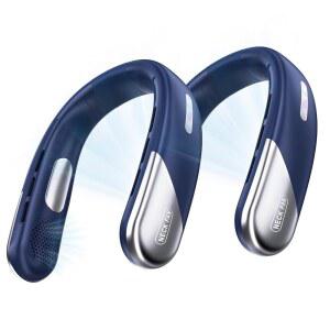 2팩 휴대용 차가운 없는 블레이드 4000MAH 바람 선풍기 냉각 냉각기 공기 개인용