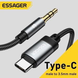 Essager USB C ~ 3.5mm Aux 잭 어댑터 스피커 및 헤드폰 Mm 오디오 분배기 iphone 용 케이블 Huawei