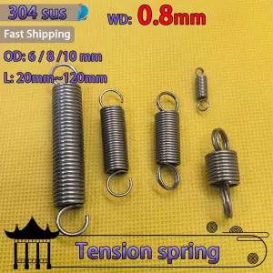 와이어 직경 0.8mm 304 스테인레스 스틸 오프닝 후크 풀백 스프링 폐쇄 루프가 있는 소형 인장 스프링