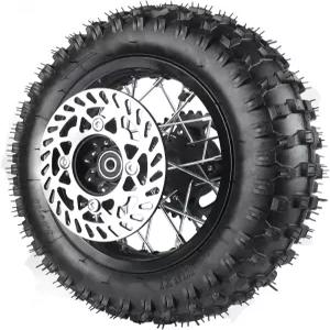 80/100-10 3.00-10 타이어 튜브+420 리어 체인 스프로킷+브레이크 디스크가 장착된 12mm 액슬 림 휠 아폴로