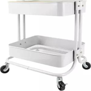 사무실 가정용 주방 정리용 바퀴 및 덮개가 있는 2단 롤링 카트 메탈 유틸리티
