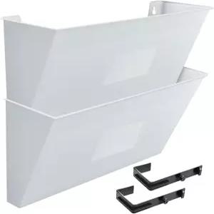 아크리메트 월 마운트 포켓 파일 정리함 홀더 모듈식 문자 크기 A4 플라스틱(행거 포함)(화이트 컬러)(2팩)