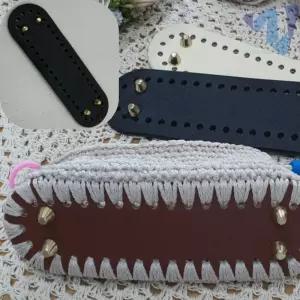 타원형 코바늘 뜨개 가방 바닥 가죽 밑판 블랙