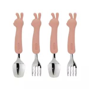 에디슨 유아 스푼 포크 스텐 실리콘 이유식 준비 토끼 BNS