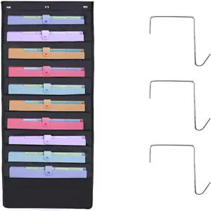 HAOHAN 10 포켓 오버 도어 행잉 월 파일 정리함 잡지 펜 사무실 및 학교의 폴더용 옥스포드 천 보관 차트