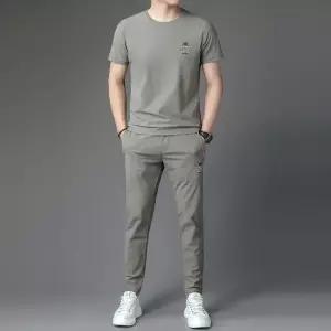 남성용 팬츠 캐주얼 여름 투피스 트레이닝 긴팔 반팔 세트 트레이닝복 아이템 슬림 티 반팔세트 트렌디 HT2