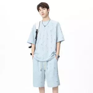 남친 캐주얼 여름 투피스 티셔츠 트레이닝복 반팔세트 쿨링 세트 아이템 컴포트 트레이닝 반바지 트렌디 반